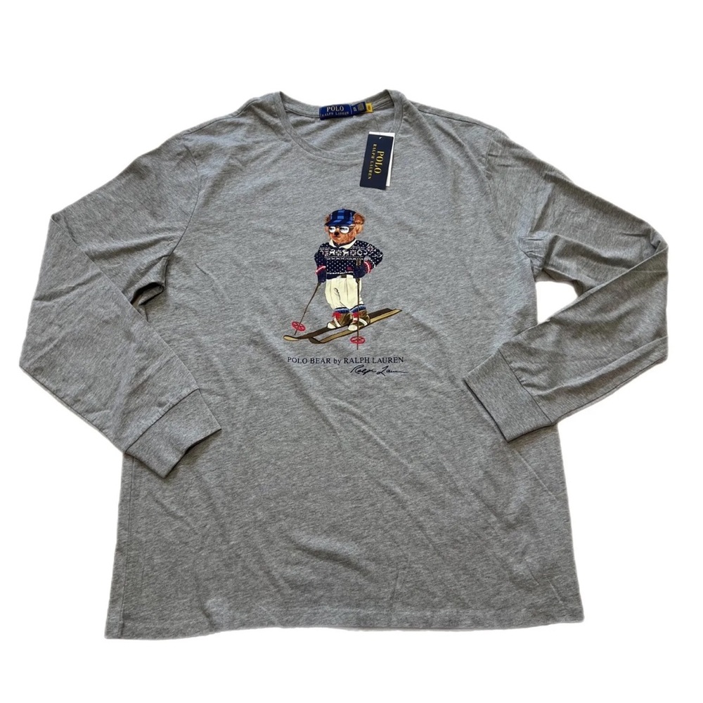 Polo Ralph Lauren Long Sleeve Bear T-Shirt Grey 2XL NWT’